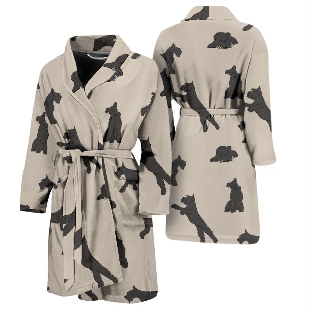 Schnauzers Pattern Print Design A06 Men Bathrobe-JORJUNE.COM