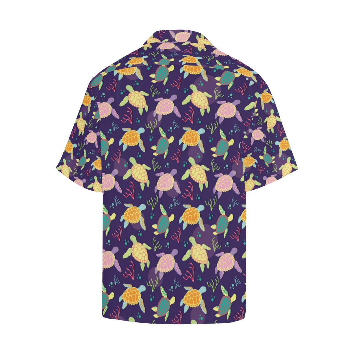 Sea Turtle Color Smile Men Aloha Hawaiian Shirt