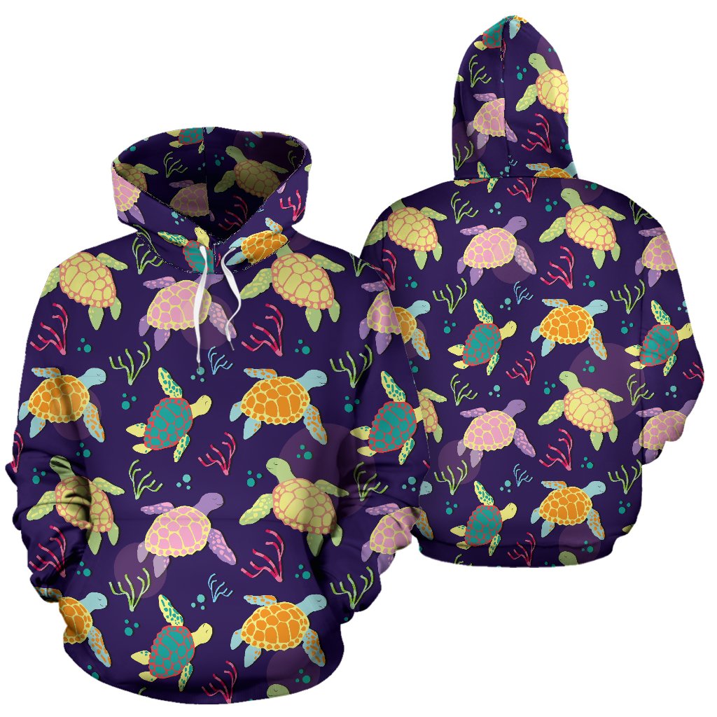 Sea Turtle Color Smile Pullover Hoodie