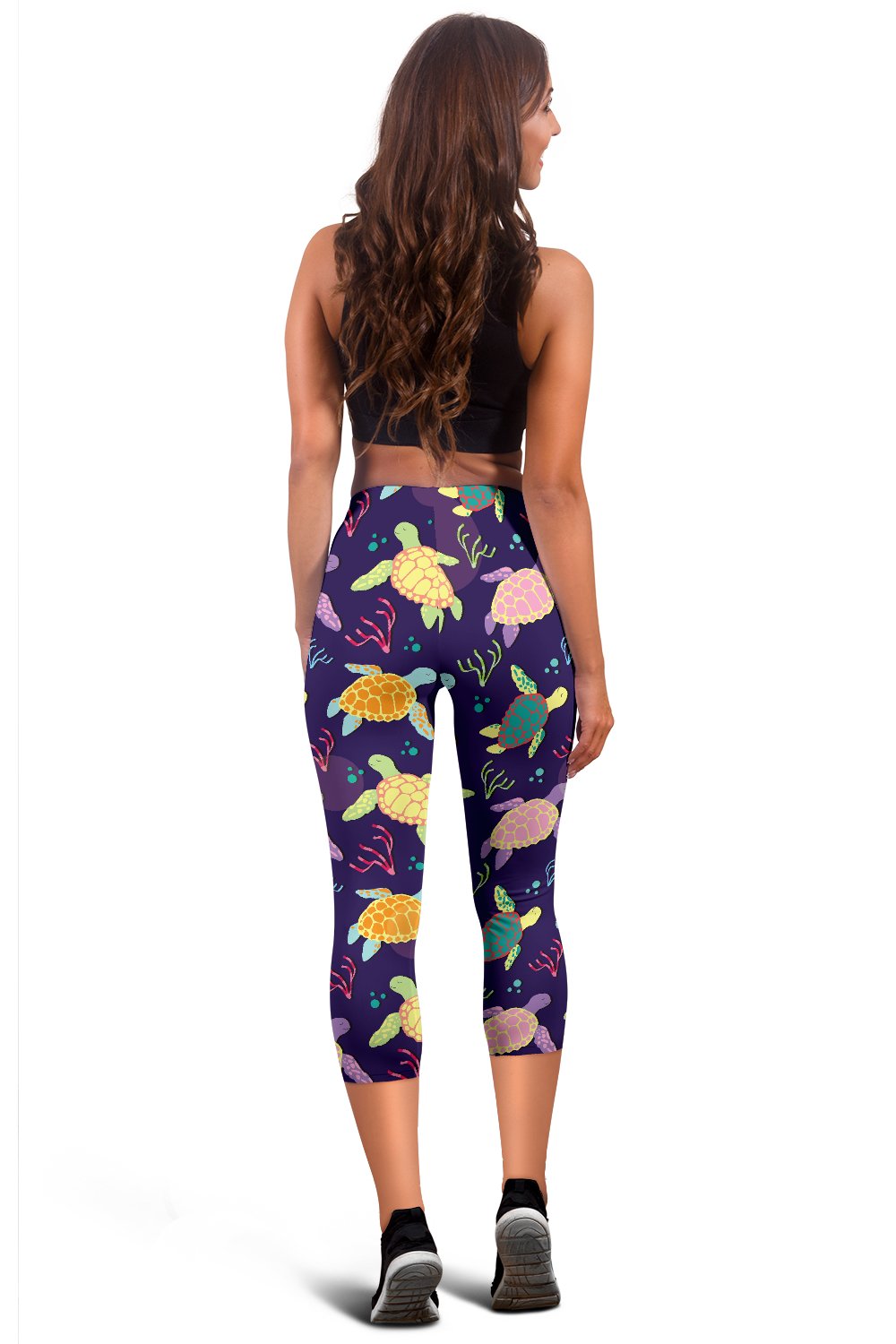 Sea Turtle Color Smile Women Capris