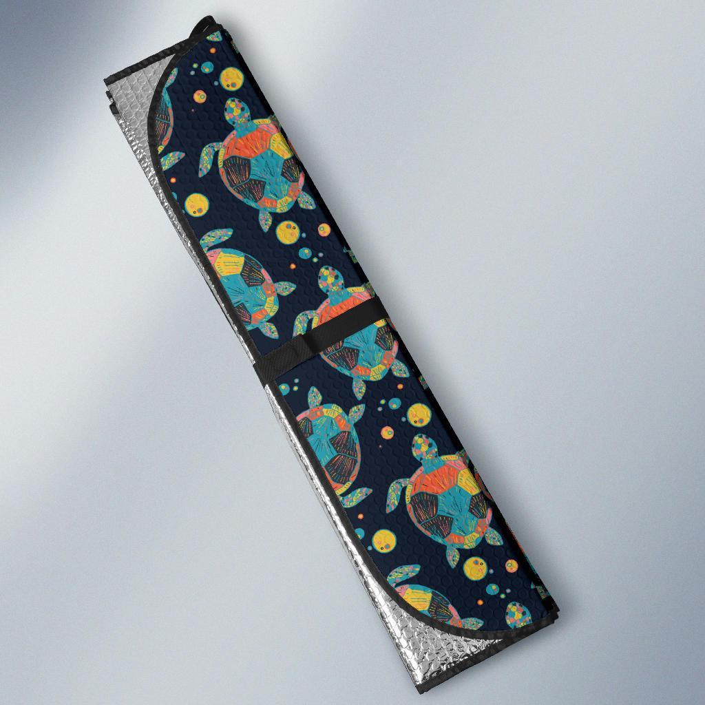 Sea Turtle Colorful with bubble Print Car Sun Shade For Windshield
