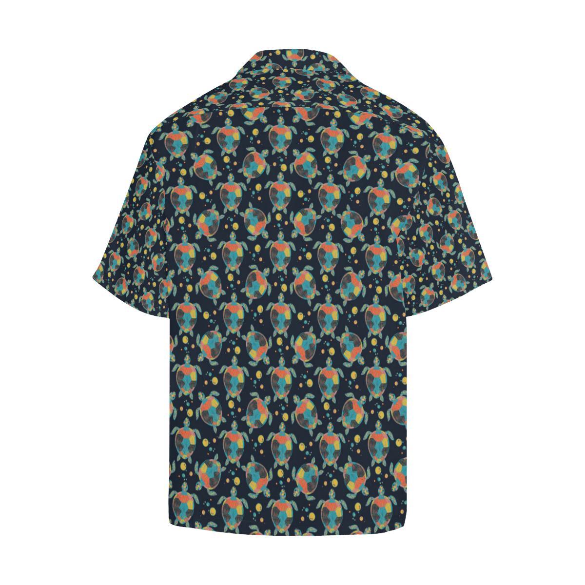Sea Turtle Colorful with bubble Print Men Aloha Hawaiian Shirt