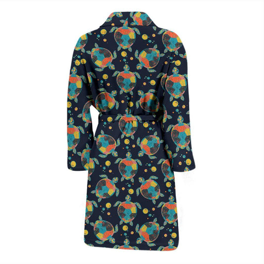 Sea Turtle Colorful with bubble Print Men Bath Robe-JTAMIGO.COM