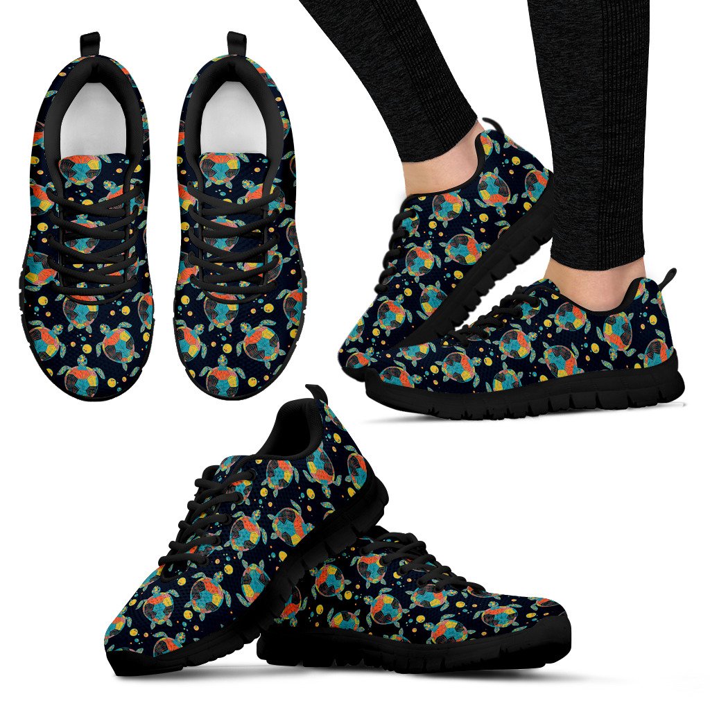 Sea Turtle Colorful With Bubble Print Women Sneakers Shoes