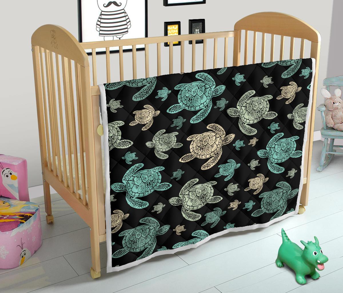 Sea Turtle Stamp Pattern Premium Quilt-JTAMIGO.COM