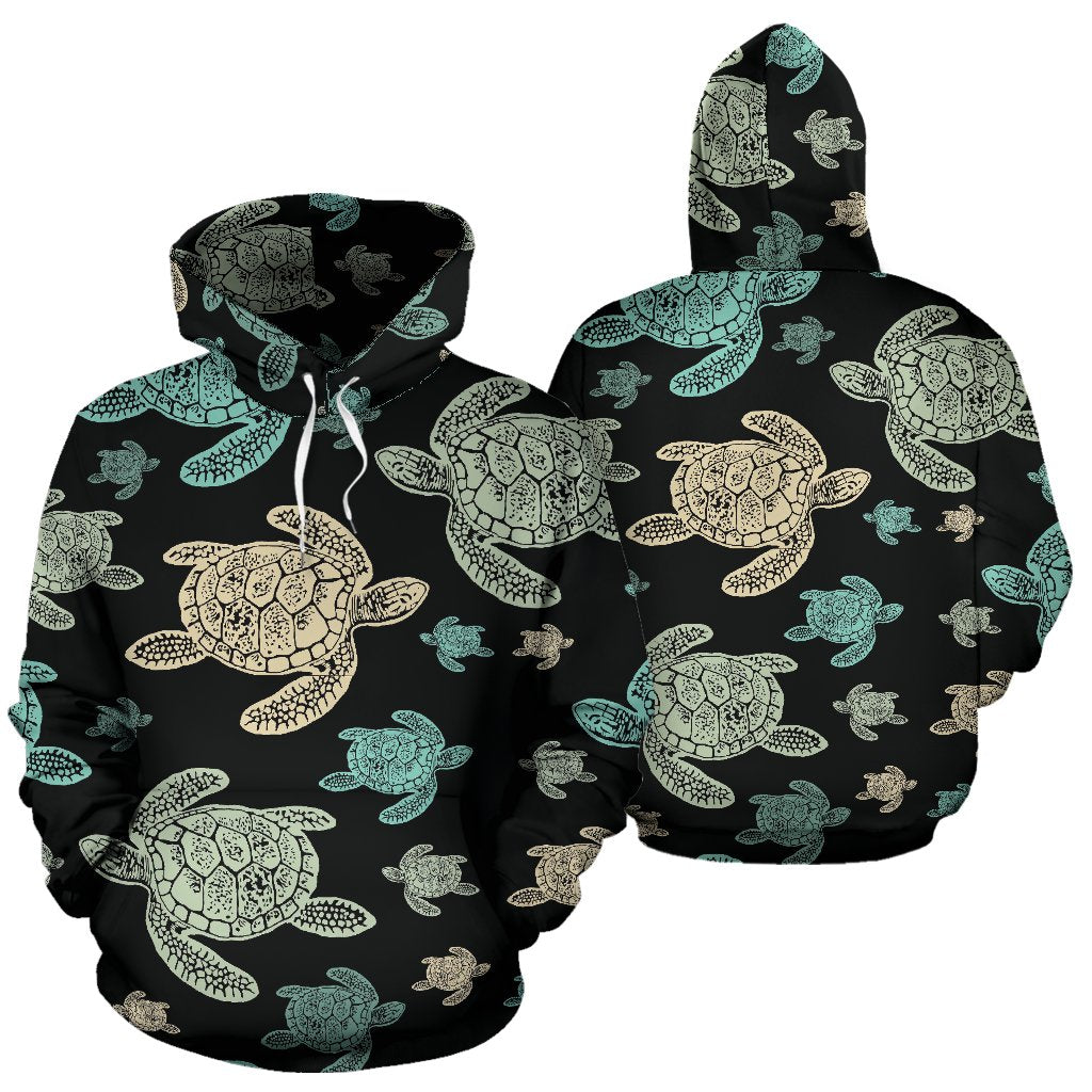 Sea Turtle Stamp Pattern Pullover Hoodie