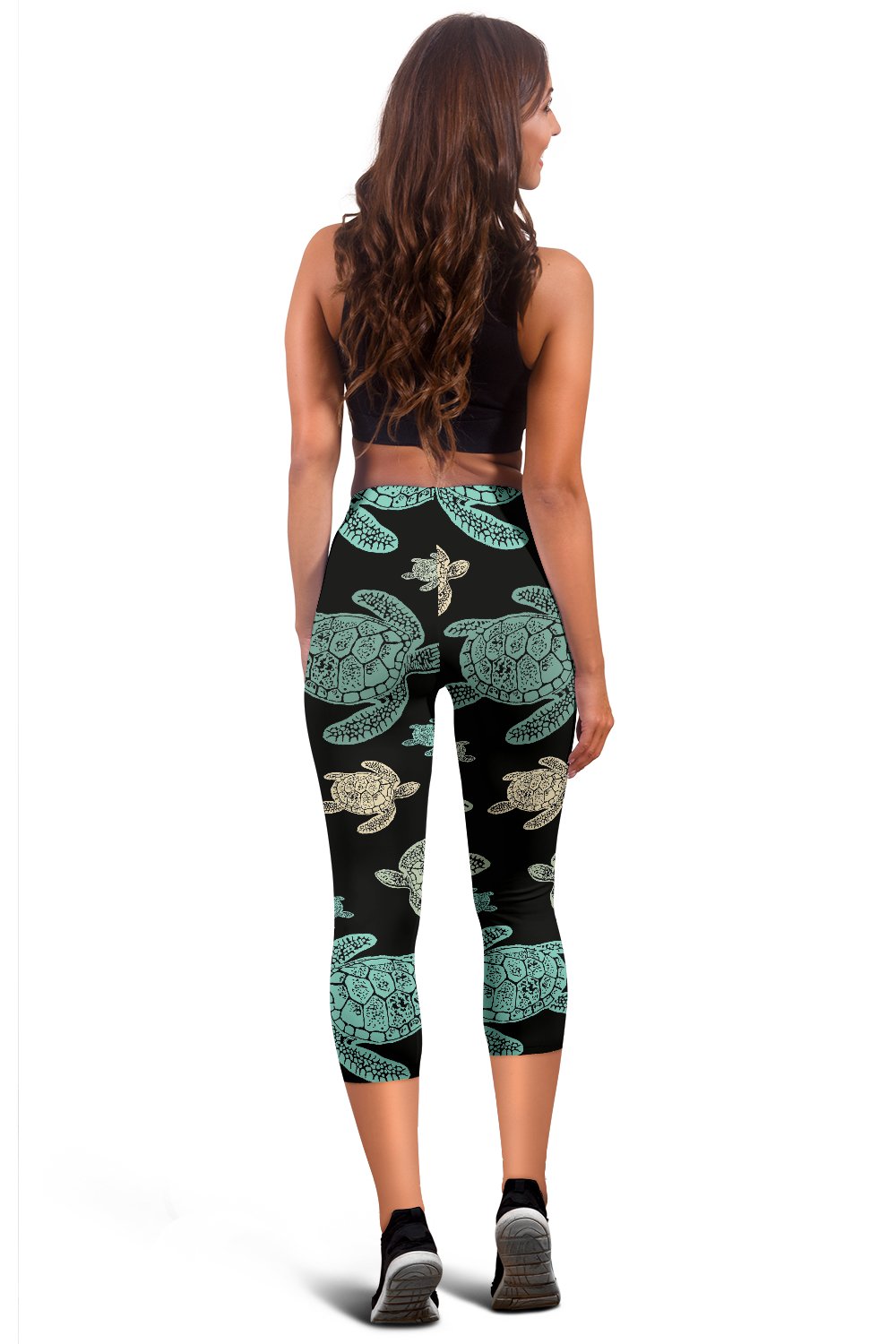 Sea Turtle Stamp Pattern Women Capris