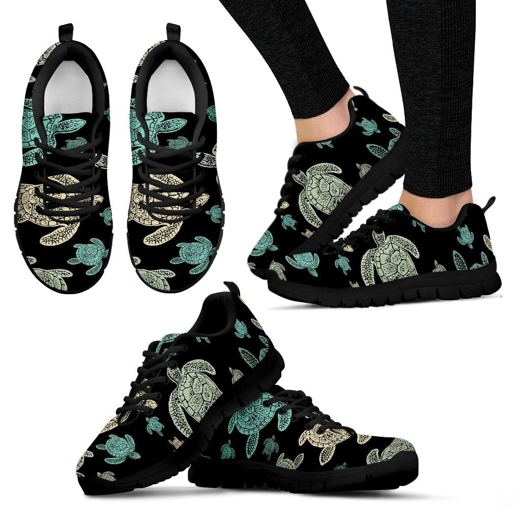 Sea Turtle Stamp Pattern Women Sneakers Shoes