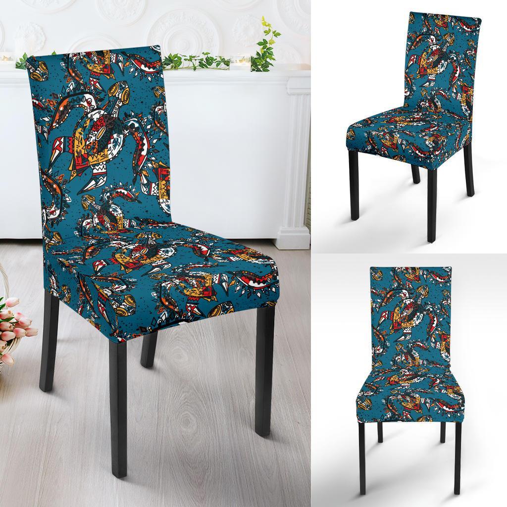 Sea Turtle Tribal Colorful Hand Drawn Dining Chair Slipcover-JTAMIGO.COM