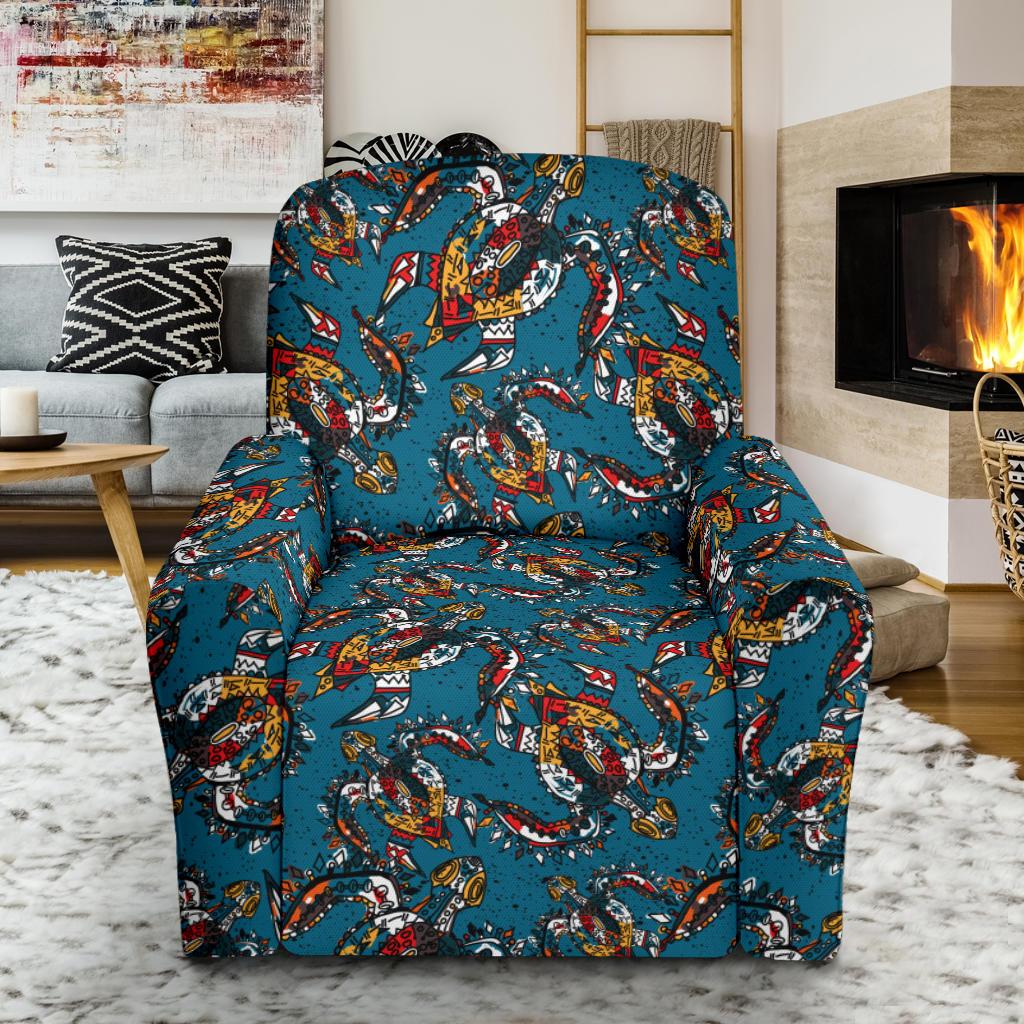 Sea Turtle Tribal Colorful Hand Drawn Single Sofa Slipcover -JTAMIGO.COM