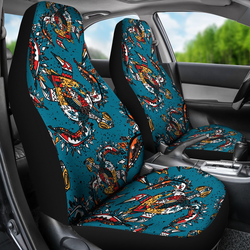 Sea Turtle Tribal Colorful Hand Drawn Universal Fit Car Seat Covers