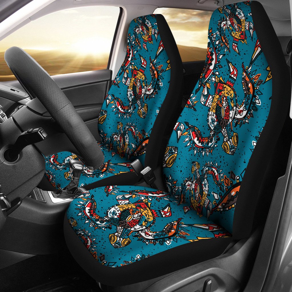 Sea Turtle Tribal Colorful Hand Drawn Universal Fit Car Seat Covers