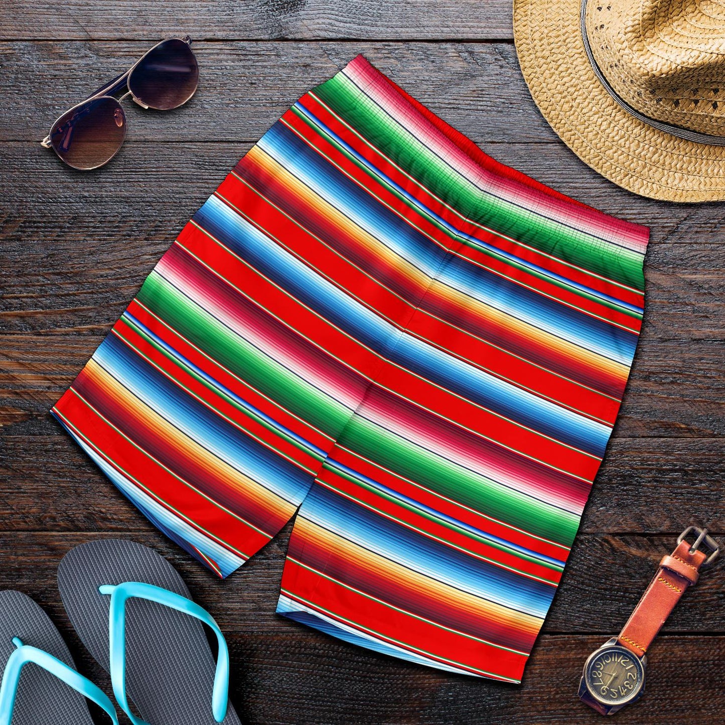 Serape Print Mens Shorts-JTAMIGO.COM