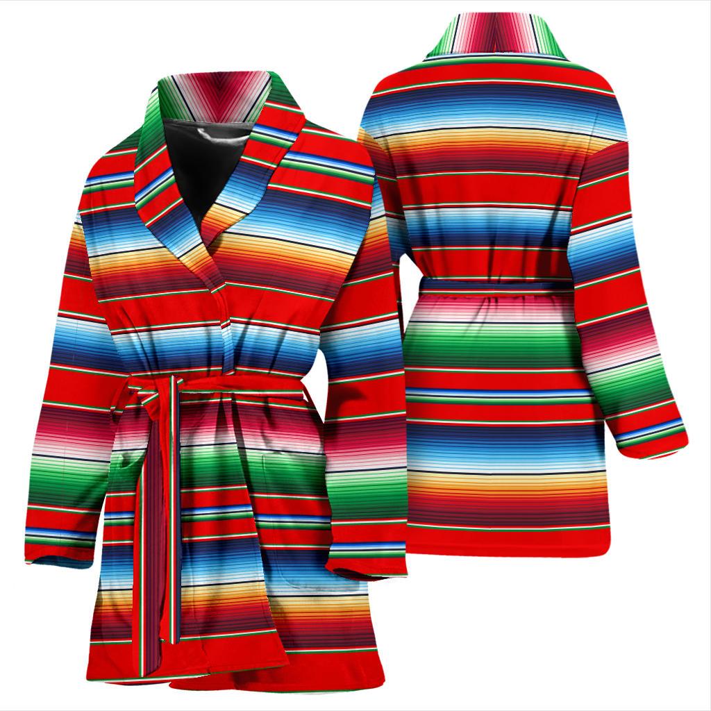 Serape Print Women Bath Robe-JTAMIGO.COM