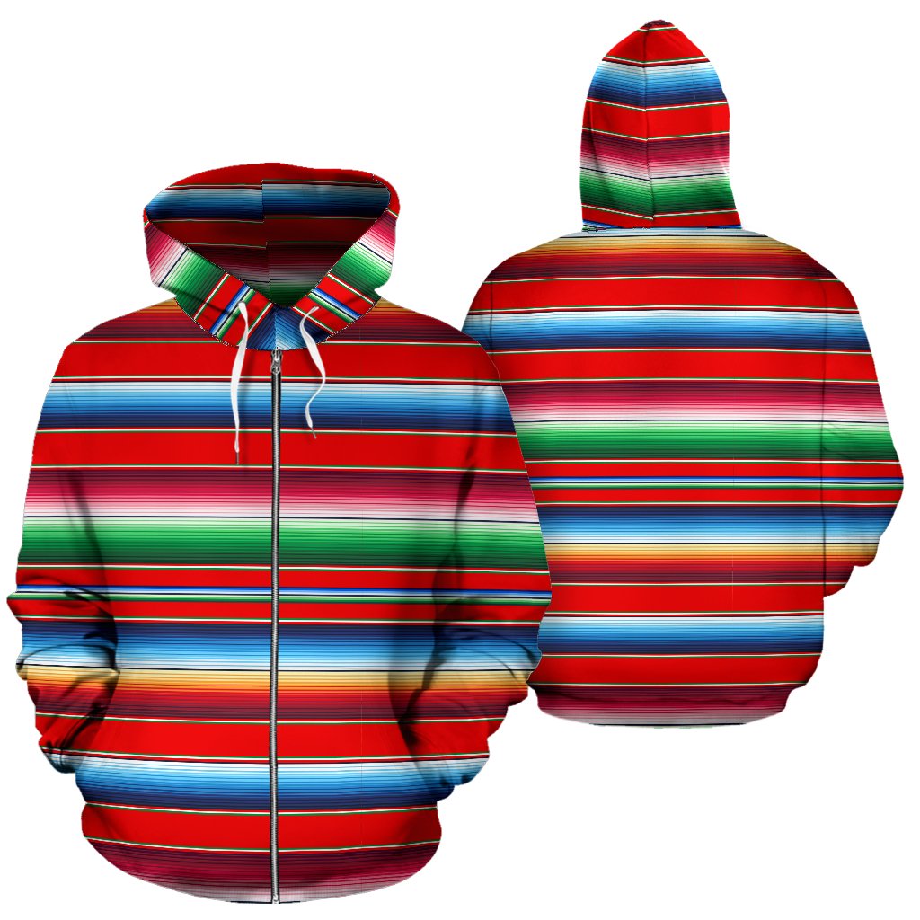 Serape Print Zip Up Hoodie