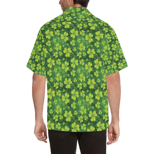 Shamrock Clover Print Men Aloha Hawaiian Shirt