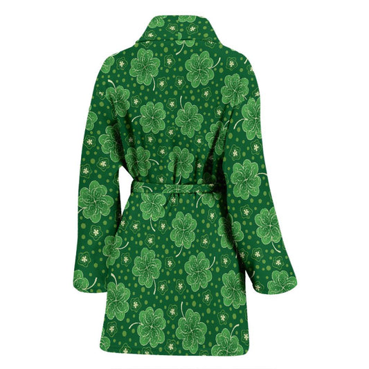 Shamrock Design Print Women Bath Robe-JTAMIGO.COM