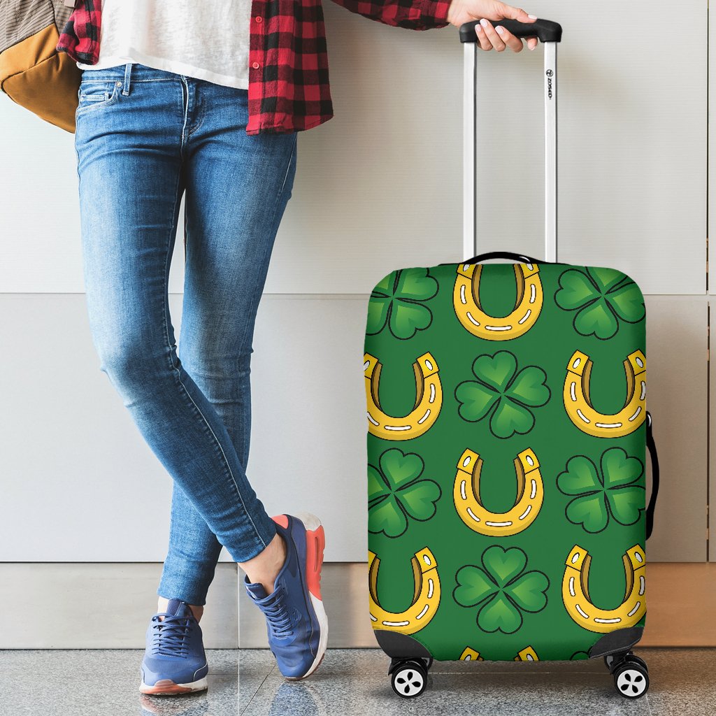 Shamrock Horseshoes Print Pattern Luggage Cover Protector