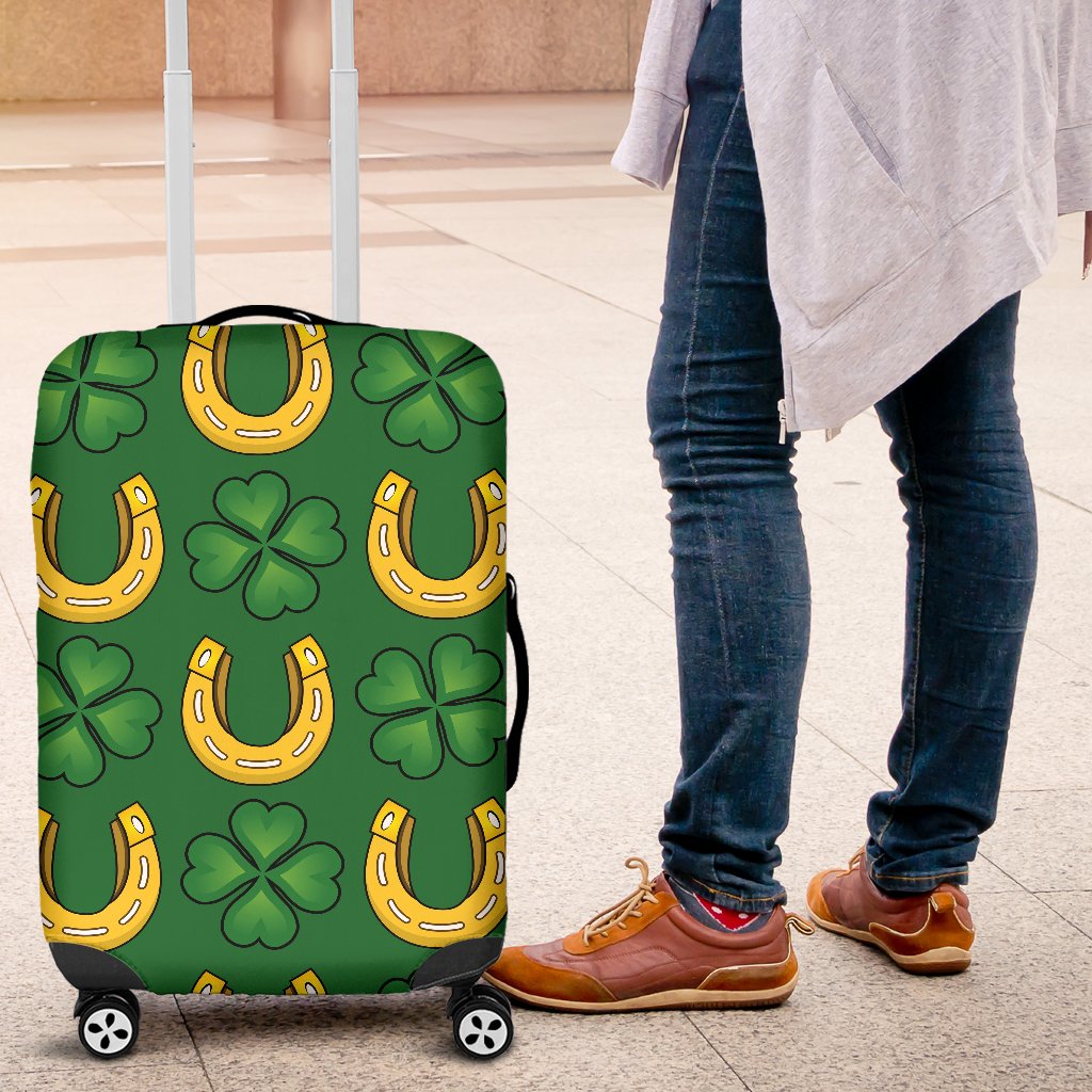 Shamrock Horseshoes Print Pattern Luggage Cover Protector