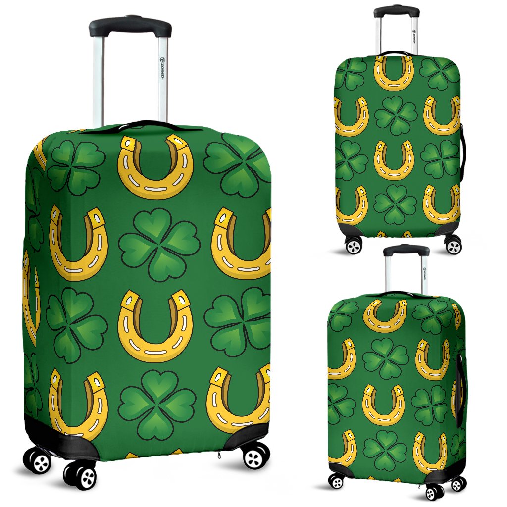Shamrock Horseshoes Print Pattern Luggage Cover Protector