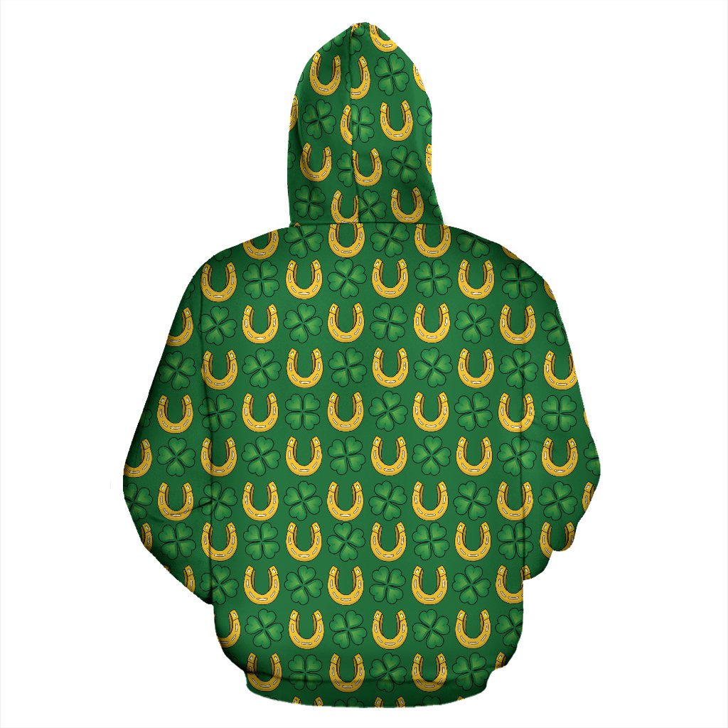 Shamrock Horseshoes Print Pattern Pullover Hoodie
