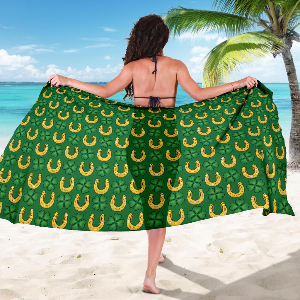 Shamrock Horseshoes Print Pattern Sarong Pareo Wrap