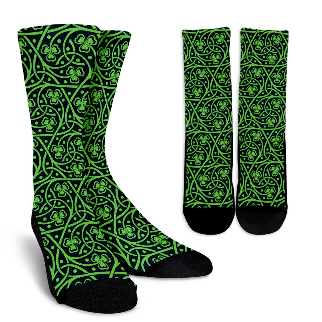 Shamrock Themed Print Crew Socks