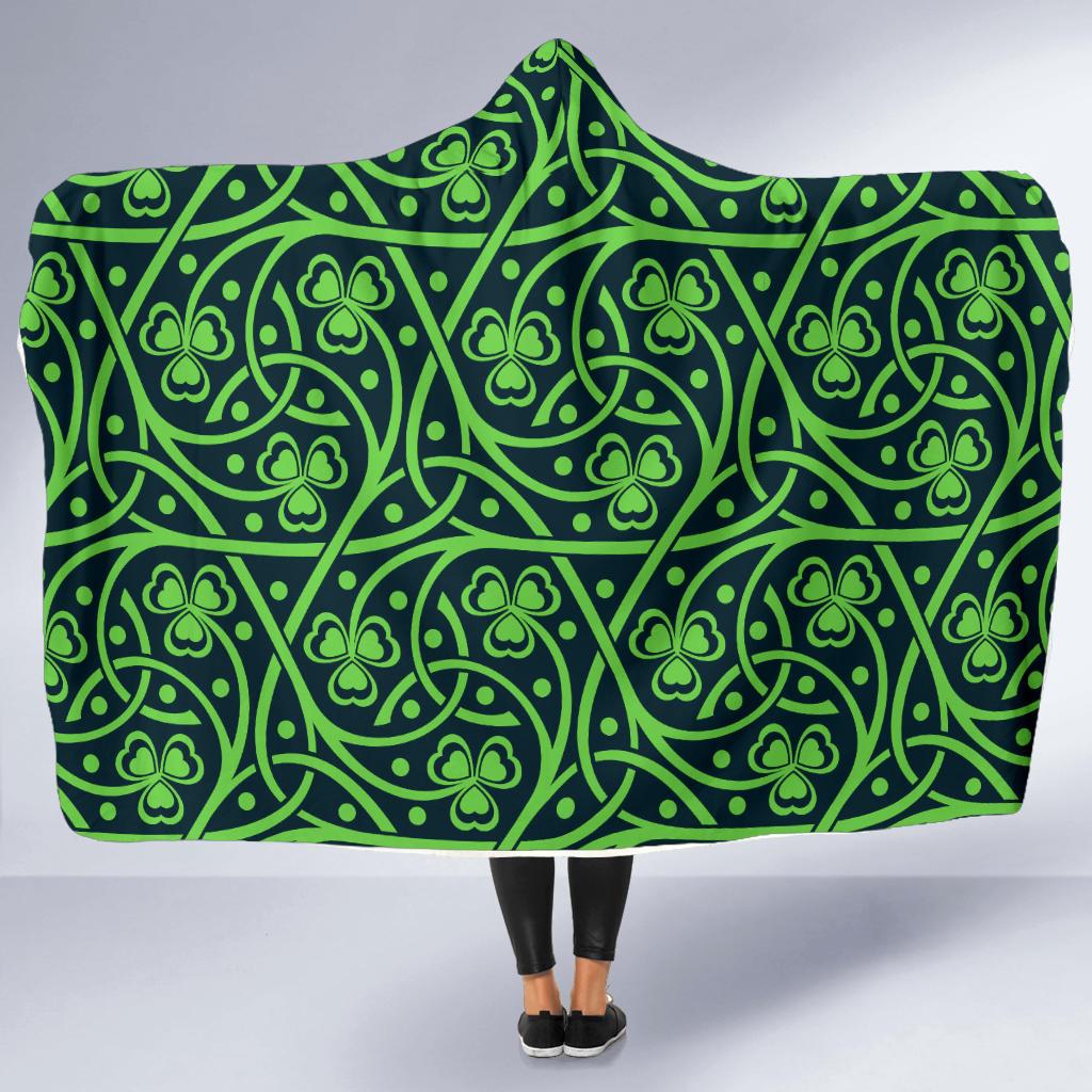 Shamrock Themed Print Hooded Blanket-JTAMIGO.COM