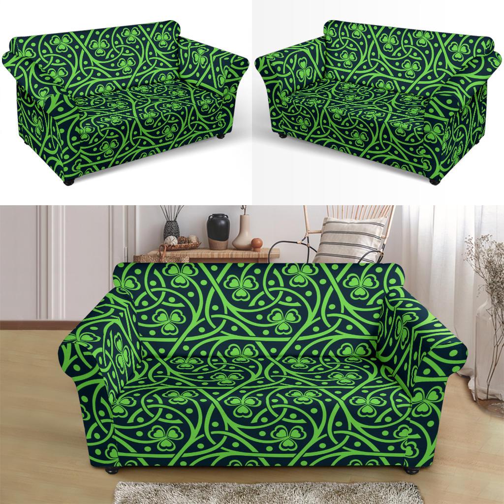 Shamrock Themed Print Loveseat Slipcover-JTAMIGO.COM
