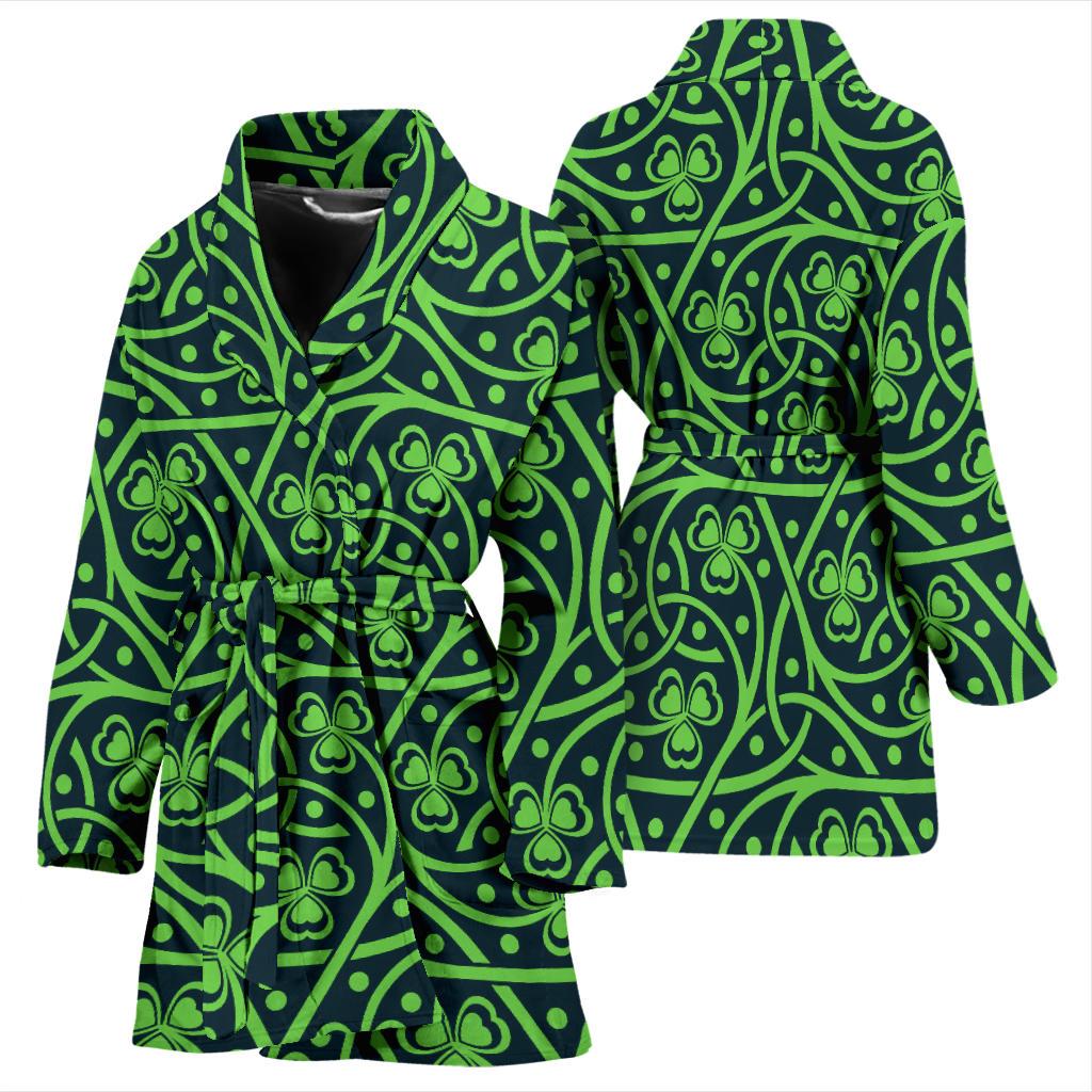 Shamrock Themed Print Women Bath Robe-JTAMIGO.COM