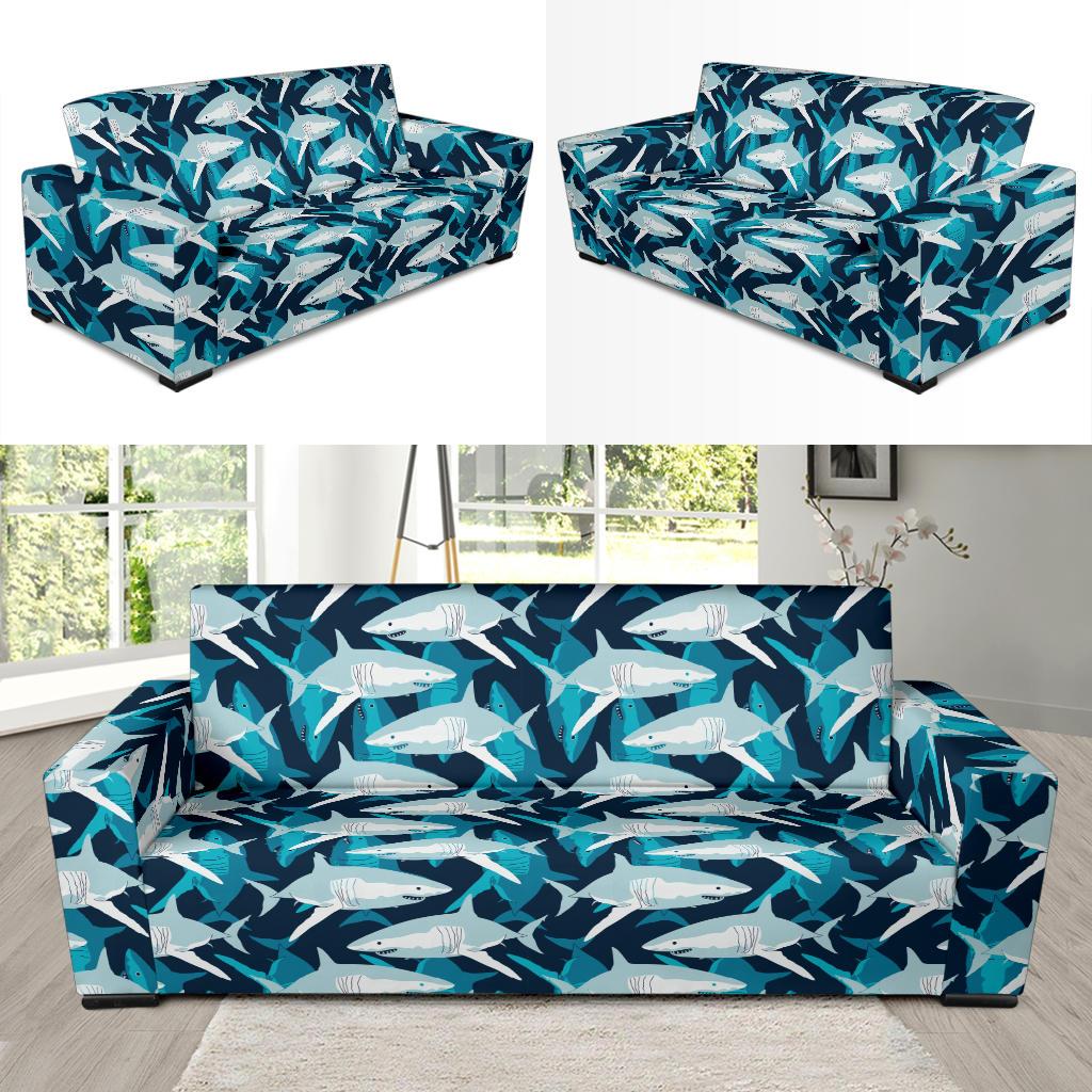 Shark Design Print Sofa Slipcover-JTAMIGO.COM