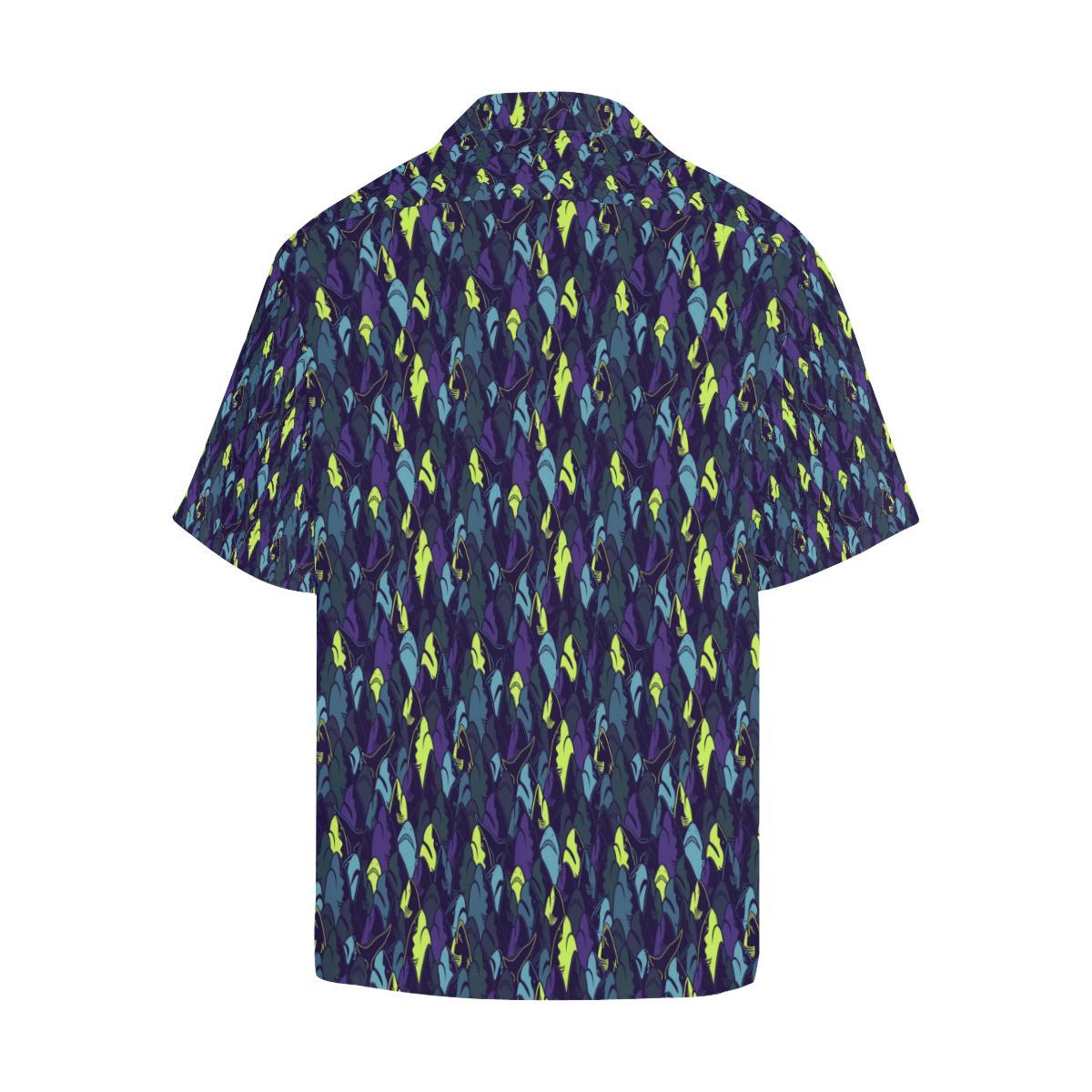 Shark Neon color Print Men Aloha Hawaiian Shirt