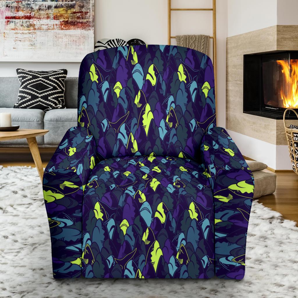 Shark Neon color Print Single Sofa Slipcover -JTAMIGO.COM