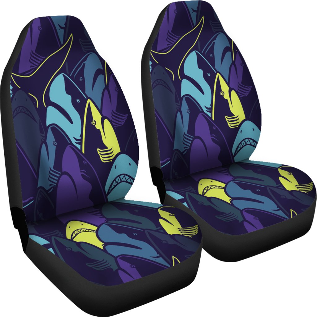 Shark Neon color Print Universal Fit Car Seat Covers