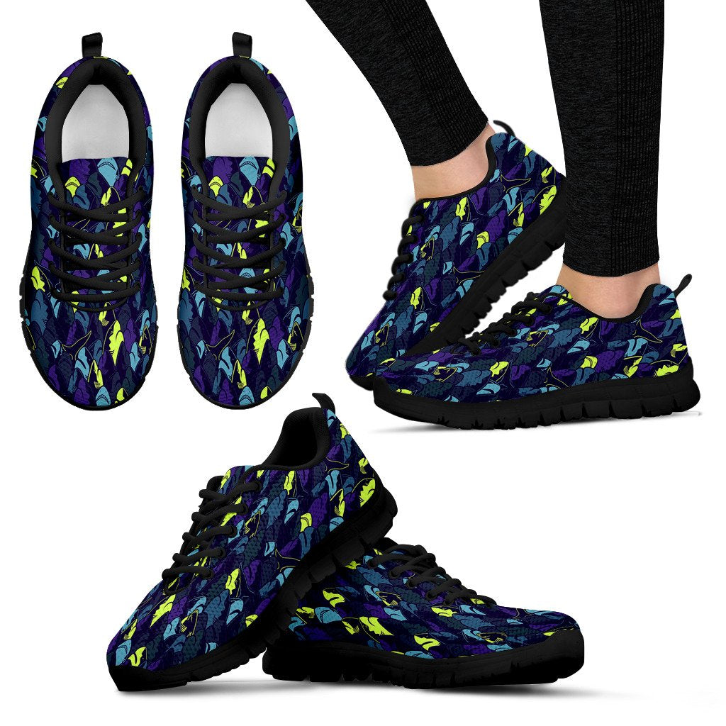 Shark Neon Color Print Women Sneakers Shoes