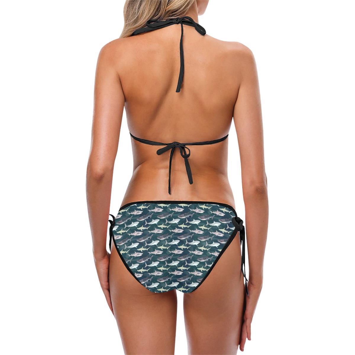 Shark Pattern Print Bikini Swimsuit-JTAMIGO.COM