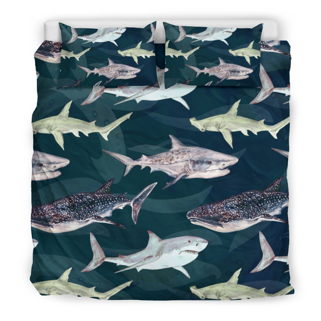 Shark Pattern Print Duvet Cover Bedding Set