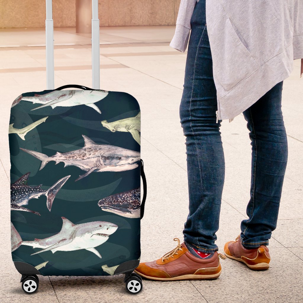 Shark Pattern Print Luggage Cover Protector