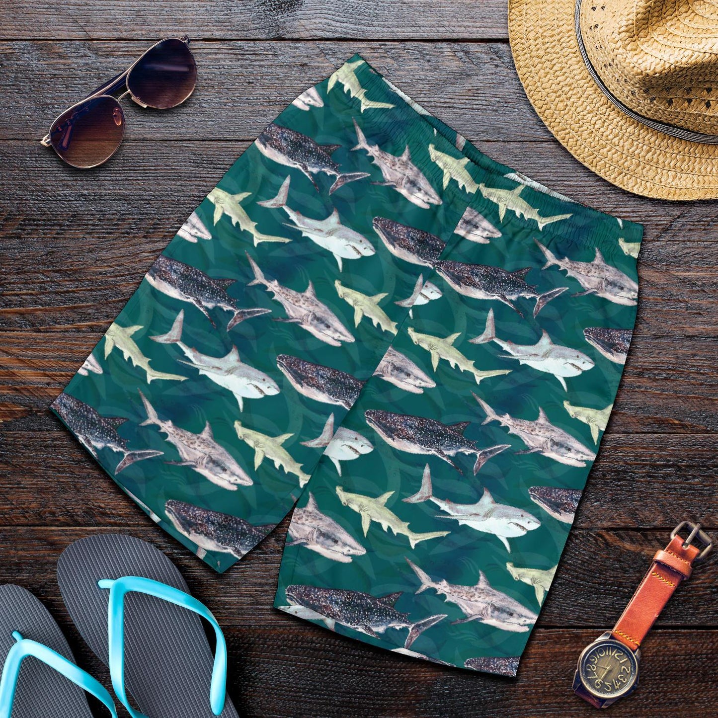 Shark Style Print Mens Shorts-JTAMIGO.COM