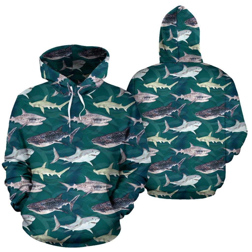Shark Style Print Pullover Hoodie
