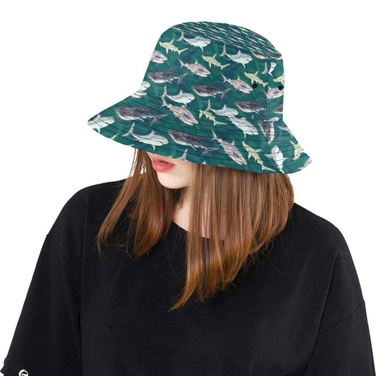 Shark Style Print Unisex Bucket Hat