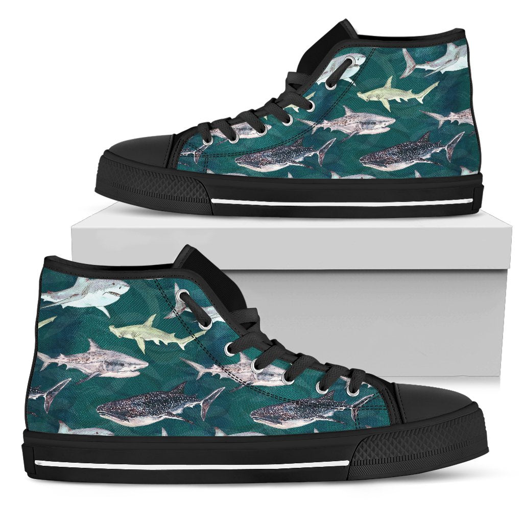Shark Style Print Women High Top Shoes