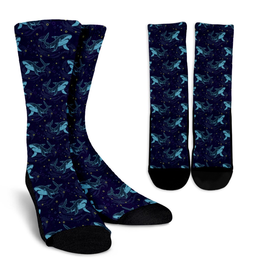 Shark Themed Print Crew Socks