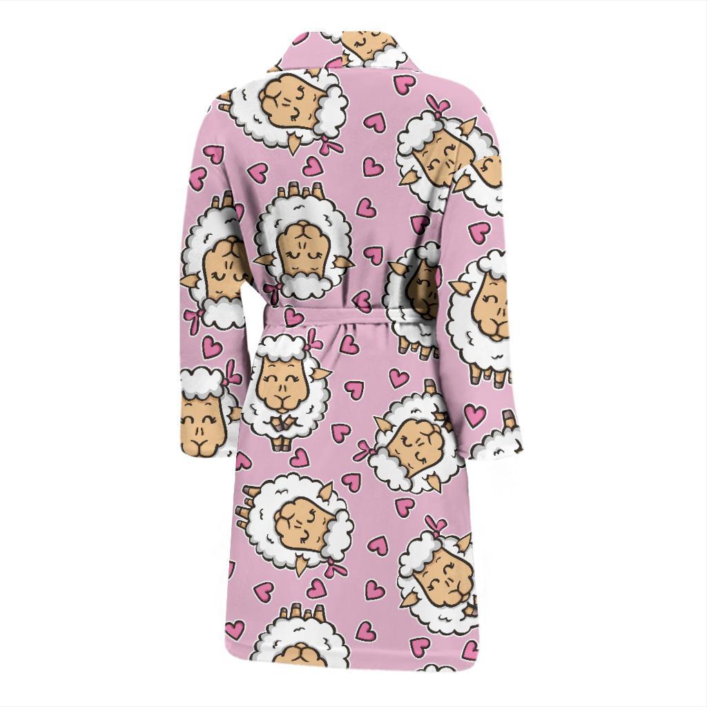 Sheep Cute Pattern Print Design 01 Men Bathrobe-JORJUNE.COM