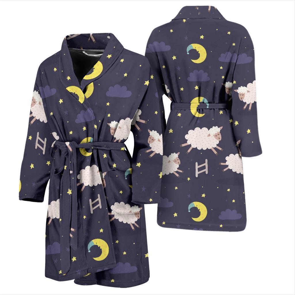 Sheep Night Pattern Print Design 02 Men Bathrobe-JORJUNE.COM