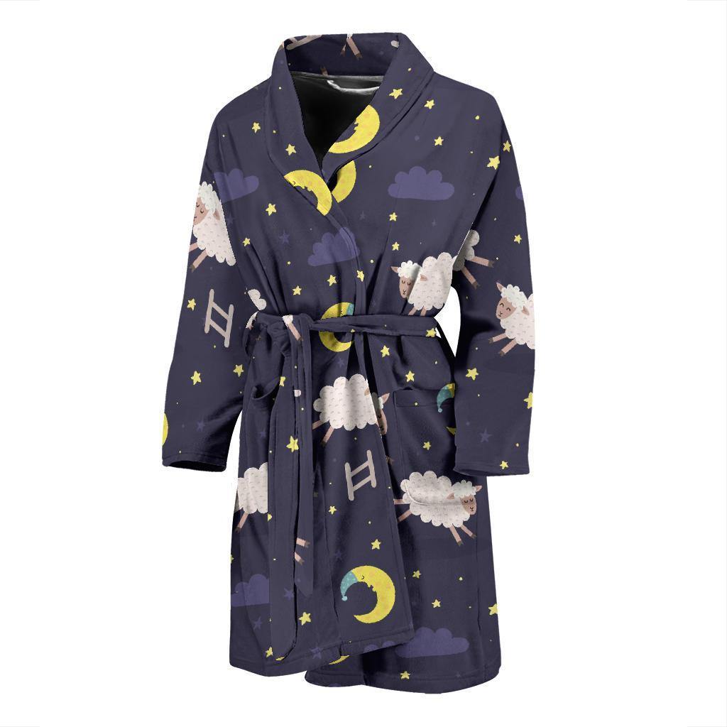 Sheep Night Pattern Print Design 02 Men Bathrobe-JORJUNE.COM