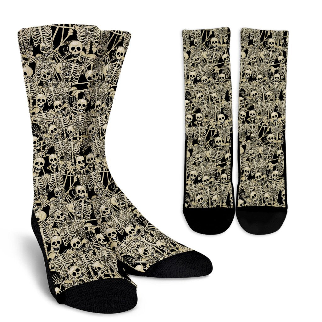 Skeleton Design Print Crew Socks