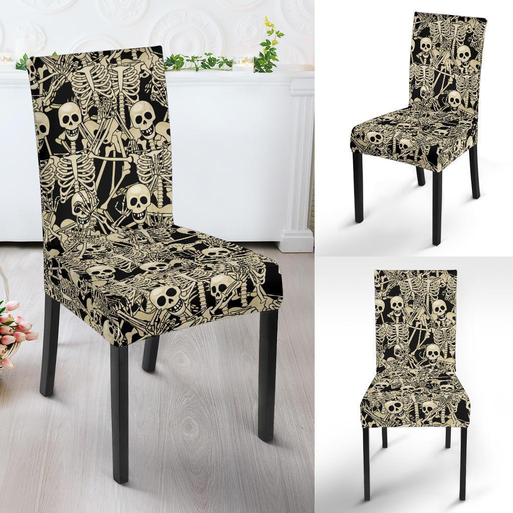 Skeleton Design Print Dining Chair Slipcover-JTAMIGO.COM