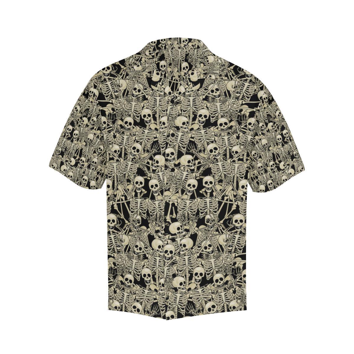 Skeleton Design Print Men Aloha Hawaiian Shirt
