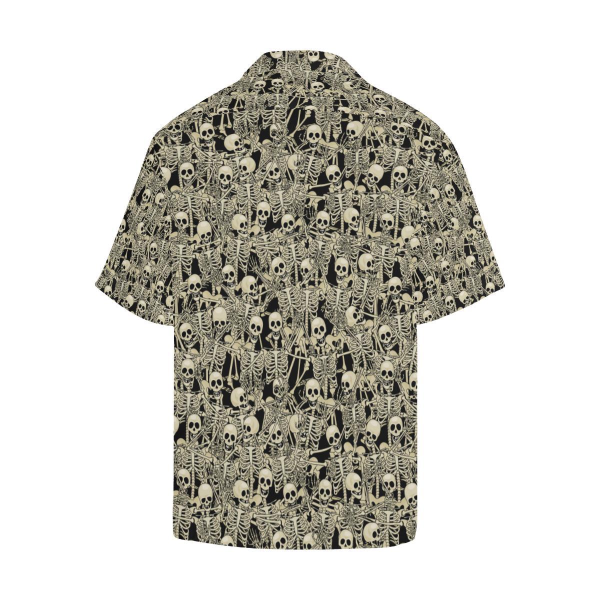 Skeleton Design Print Men Aloha Hawaiian Shirt